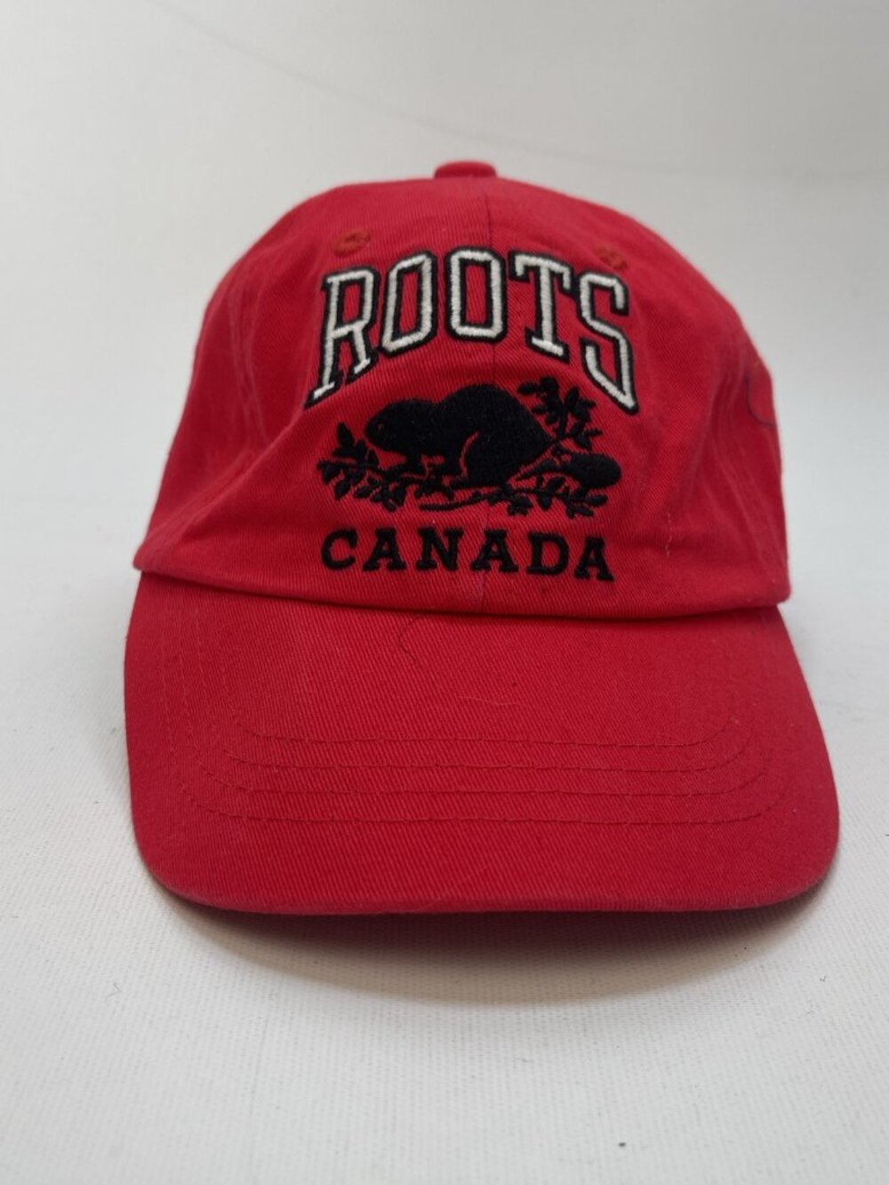 Y2K Roots Canada Beaver Logo Cap Hat Youth Red Adjustable Dad Spell out Logo